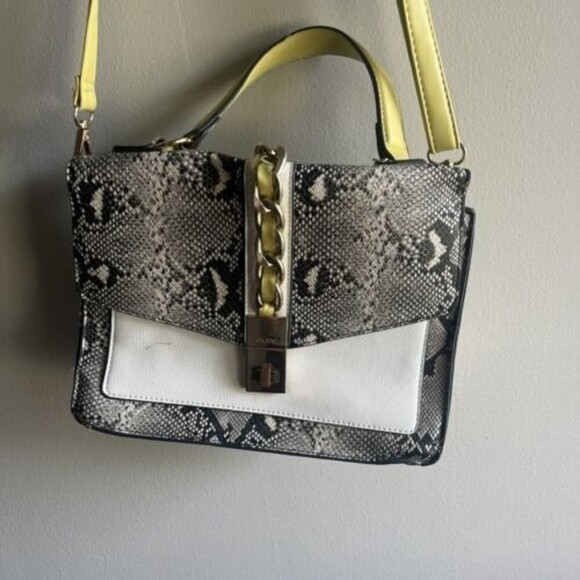 Aldo Women’s Snakeskin Purse Top Handle Cailla Crossbody Bag Gray Lime - Picture 4 of 8